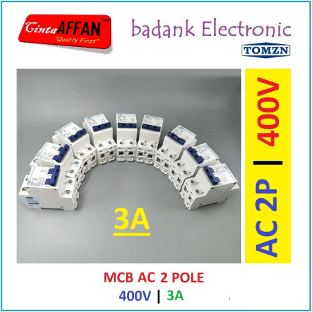 MCB AC C3 3A 220V 2P Circuit Breaker Solar PV Panel Surya PLTS